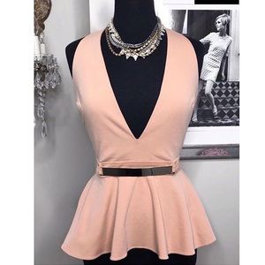 MARCIANO - PEPLUM HALTER TOP